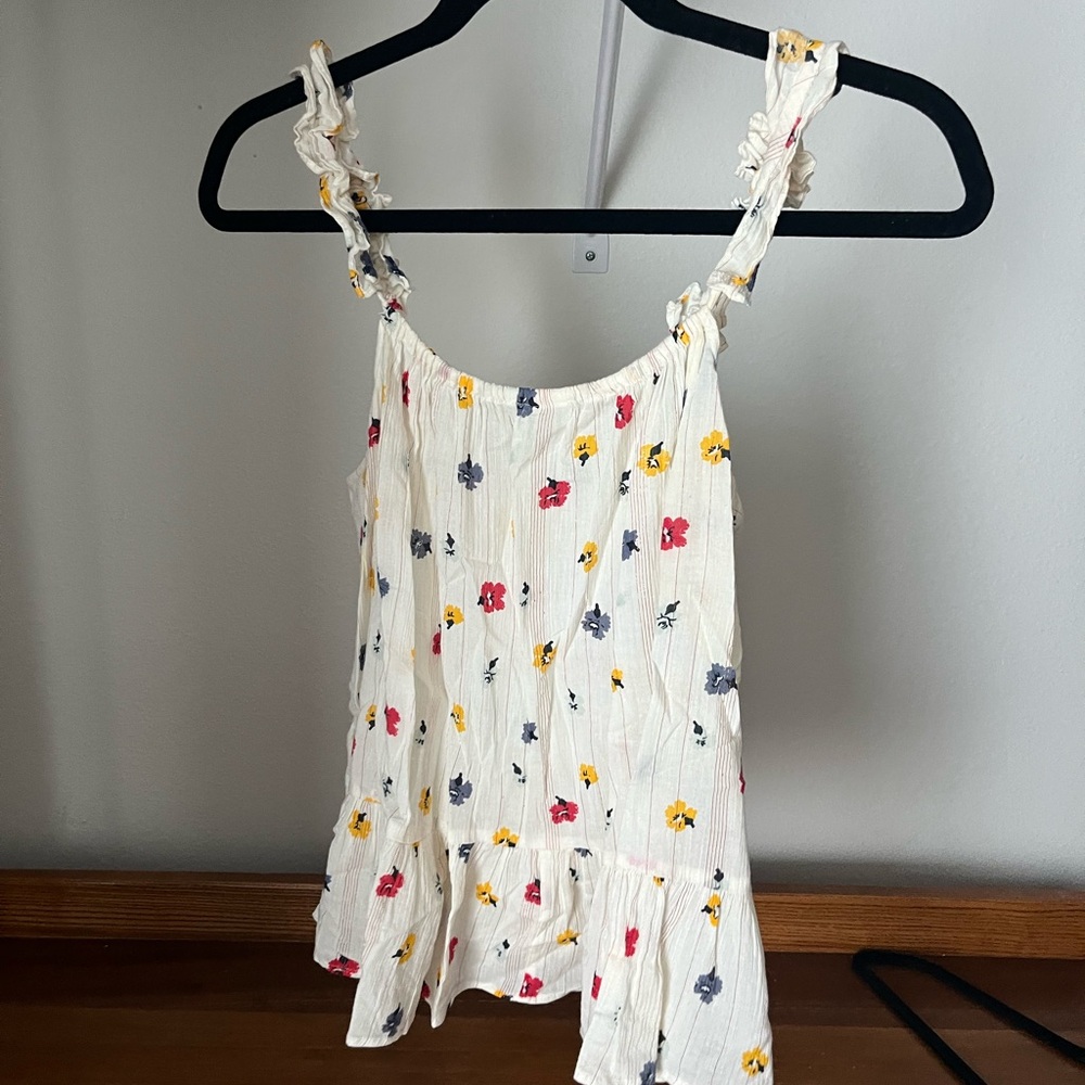 Madewell Floral Ruffle Strap Top